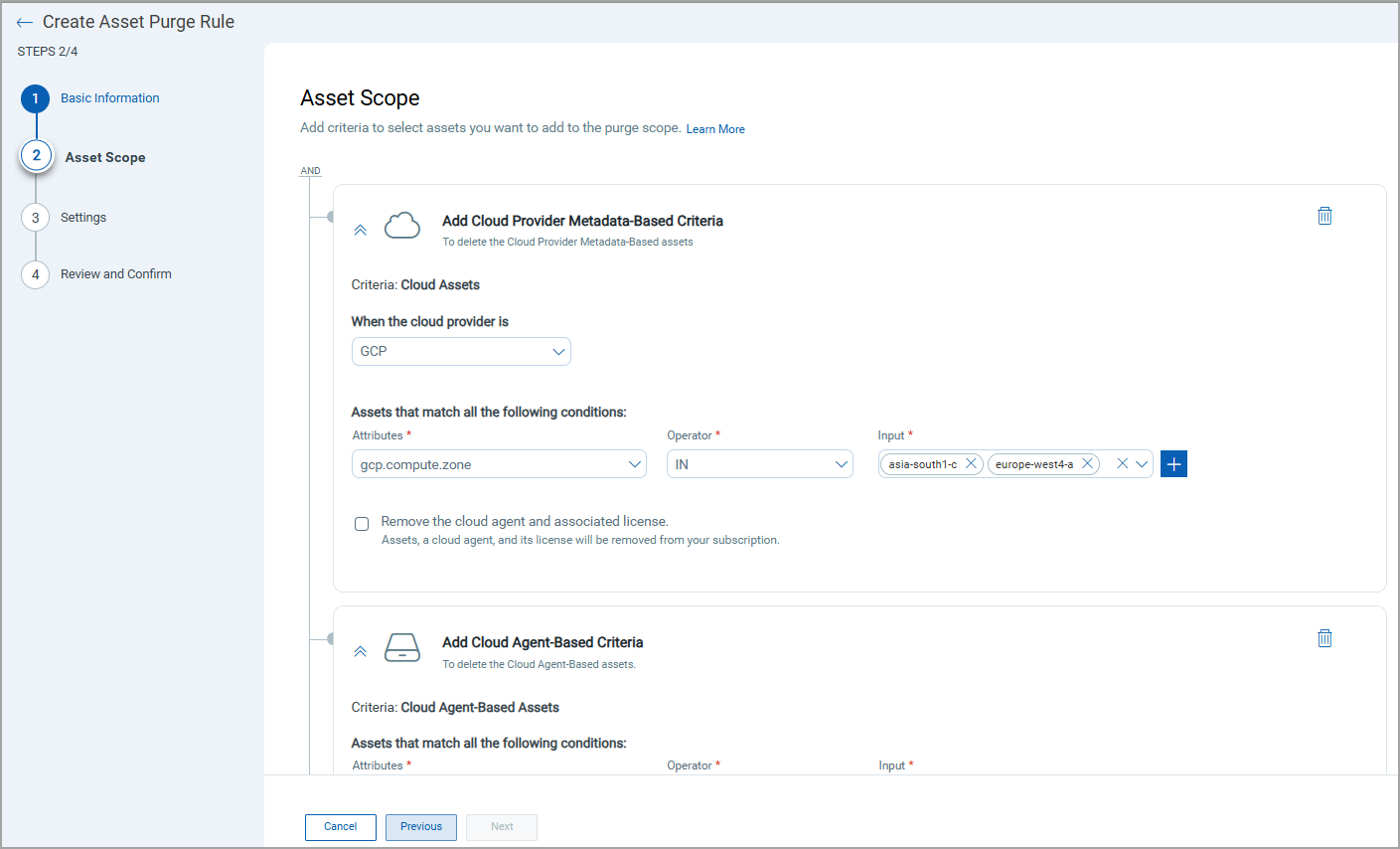 Asset scope selection option 2.